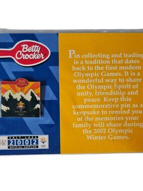 Betty Crocker Lapel Pin Salt Lake 2002 Olympic Mountains Enamel Commemorative